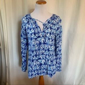 Lilly Pulitzer Willa Blouse Gettin Trunky Elephant